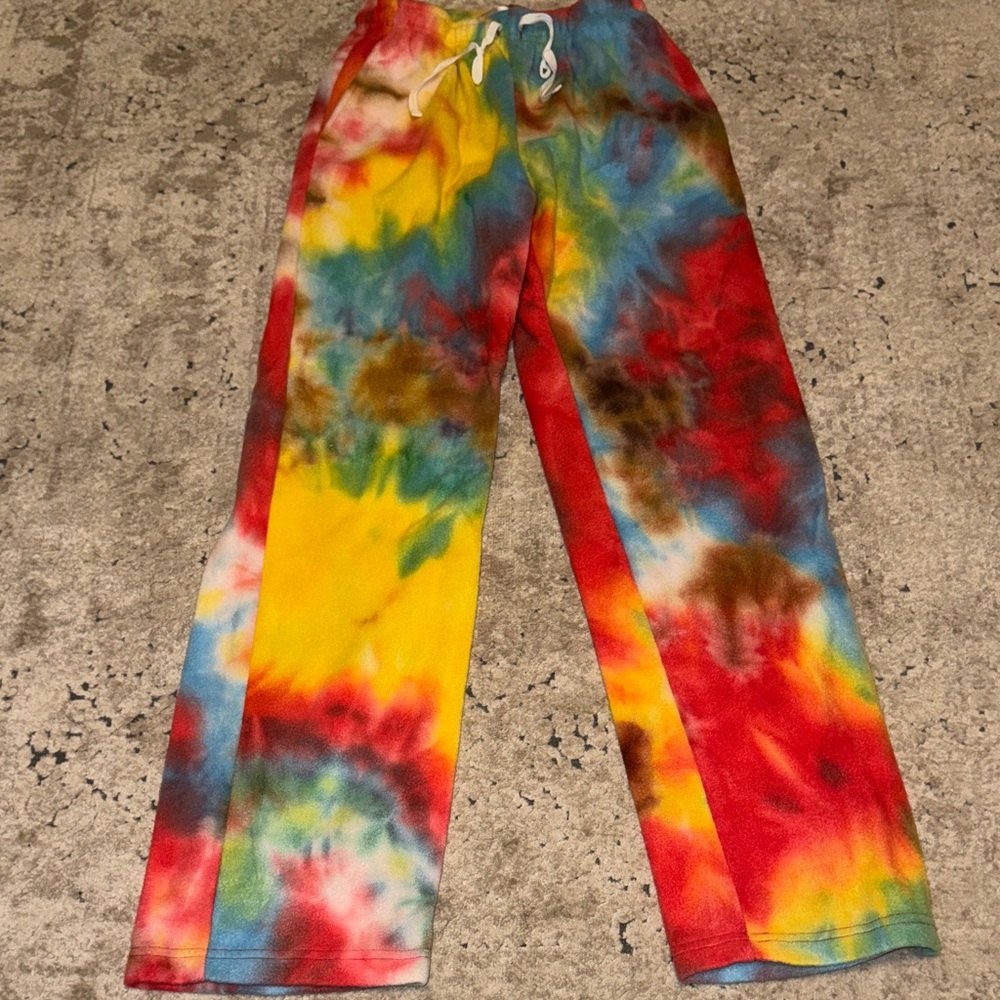 Forever Lazy Rainbow Tie-Dye Fleece Pants -Size Small-NWT - Picture 3 of 10